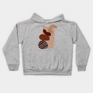 Warm Toned Boho Abstract Shapes line Art Design Kids Hoodie